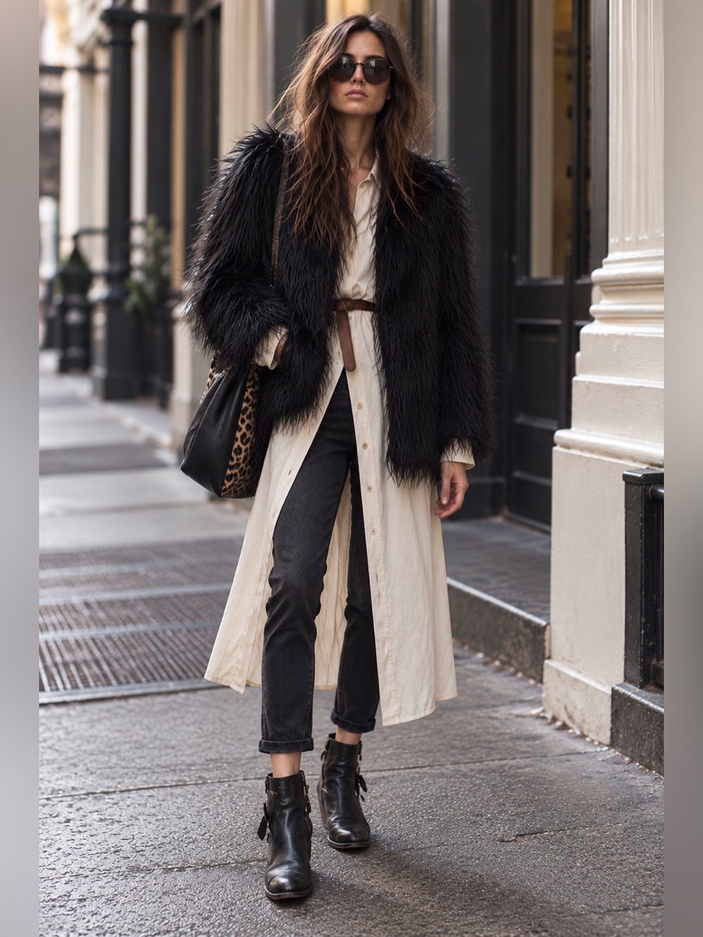 Vintage Shaggy 60s Editorial Rockstar 90s Whimisgoth Faux Fur Coat S/M